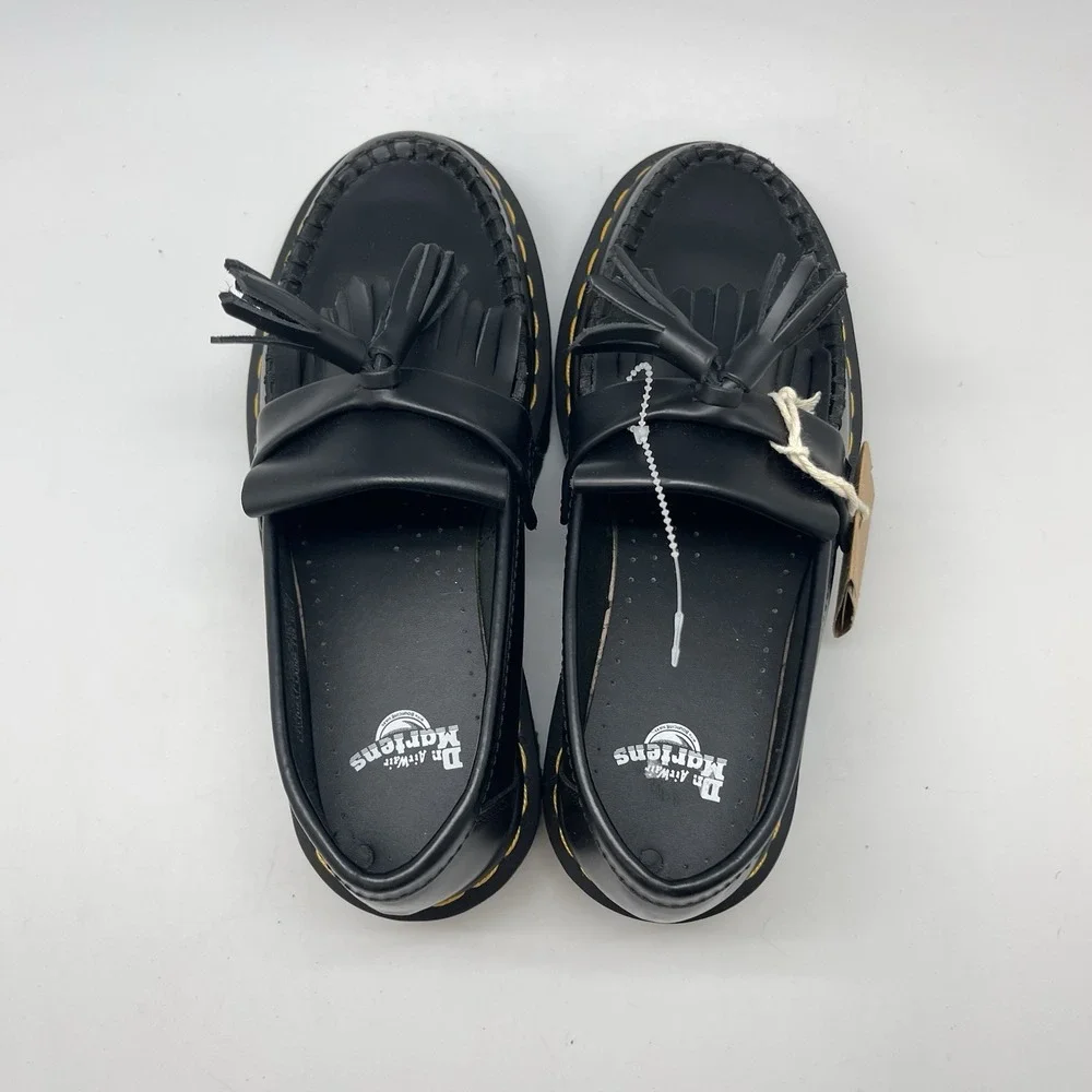 Dr Martens Adrian Quad Shoes‎ Mens 6 Womens 7 Black Leather Platform Tassle New